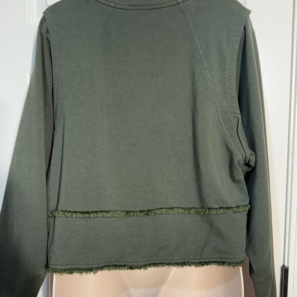 Free People Movement Army Green Cropped Sweatshirt, Women's Size S - Picture 5 of 7